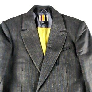 Diesel Blazer Mens L Gray Blue Gold Cotton Metal Sport Coat Jacket Italy HTF